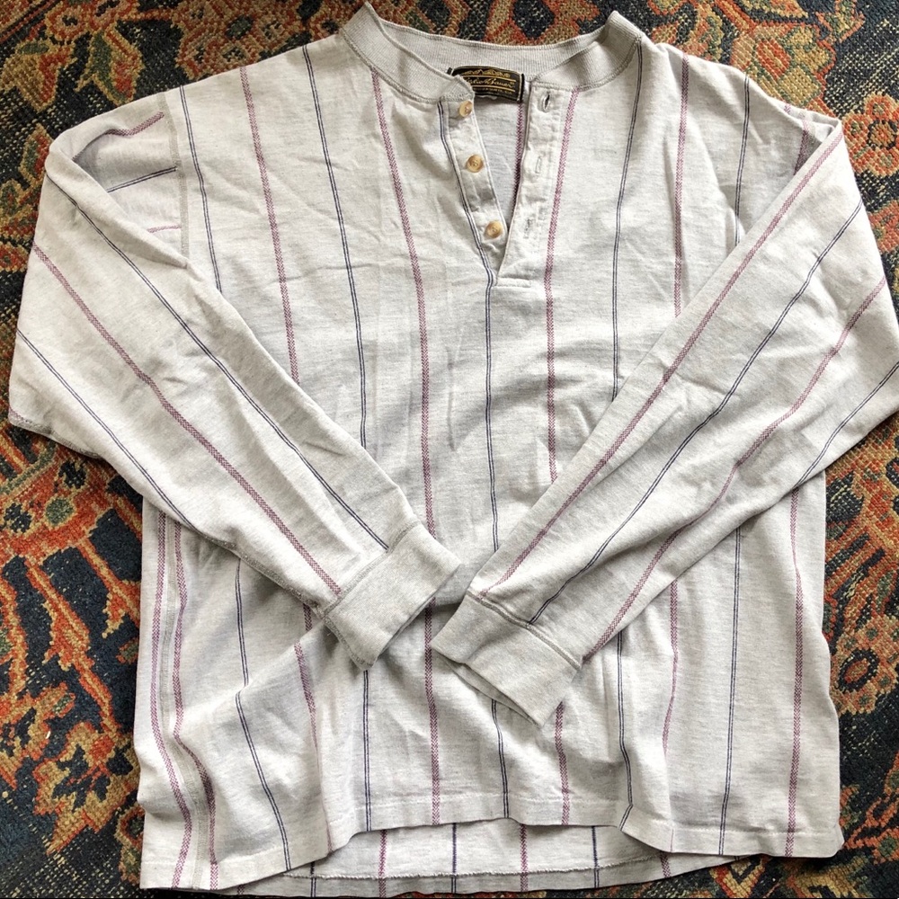 VTG 90s Eddie Bauer textured stripe henley